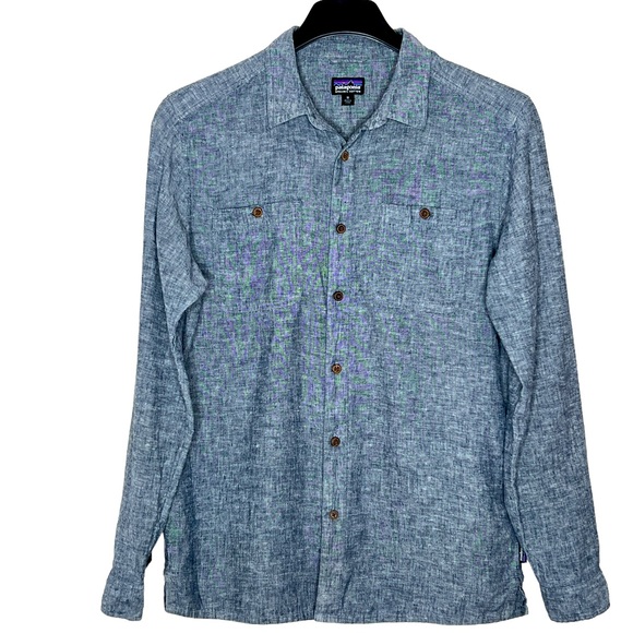 Patagonia Other - Patagonia Blue Hemp Organic Cotton Blend Pockets Casual Button Down Shirt Size M